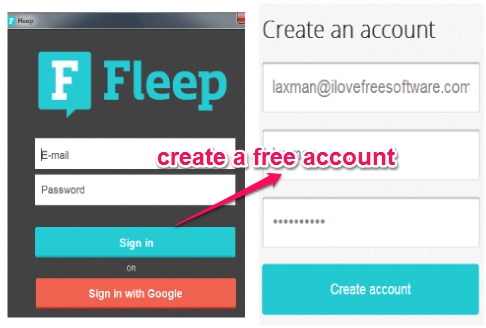 sign up to Fleep