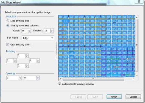 slicr 16by 16 grid