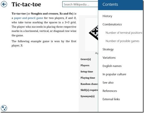 Bing Wikipedia Browser-Table of Contents