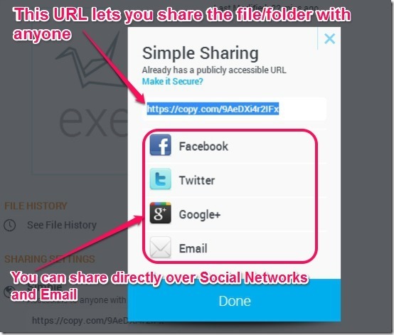 Copy sharing menu