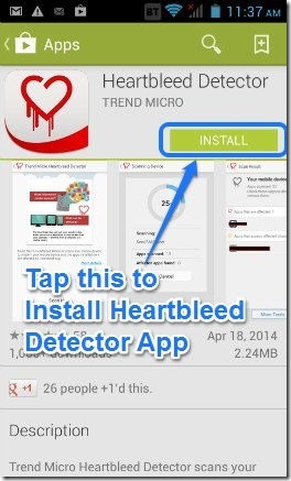 Heartbleed app install screen