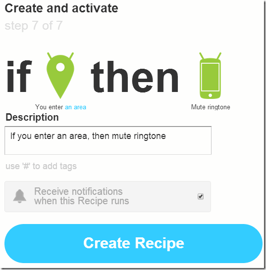 IFTTT Mute Ringtone When Enter Area