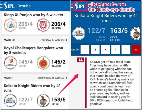 IPl App Results