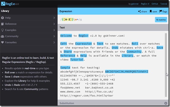 RegExr Homepage