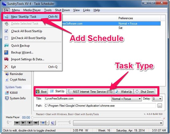 Sundrtyools Task Scheduler