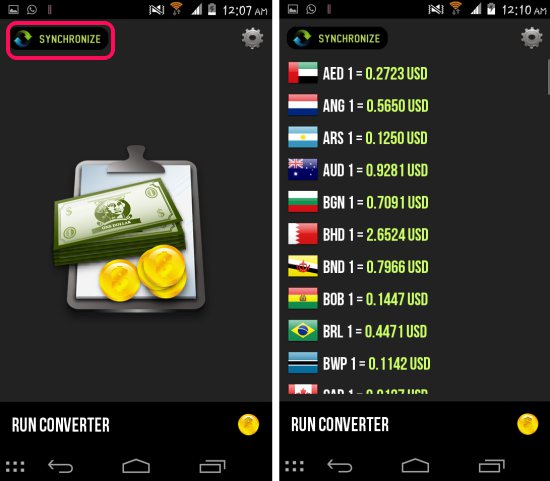 Using Talking Currency Converter for Android