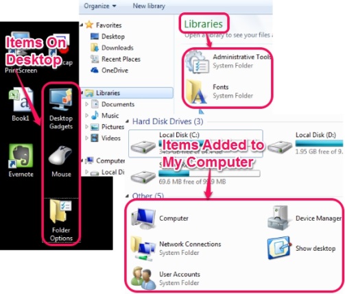 add tools to My Computer, Desktop, and Libraries