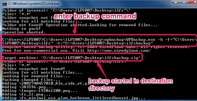 enter backup command