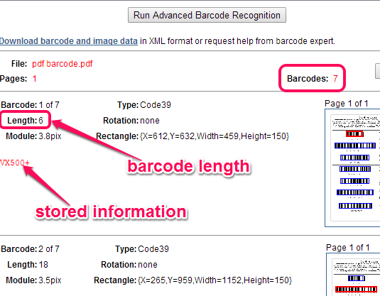 get barcode information