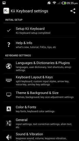 kii keyboard for android settings