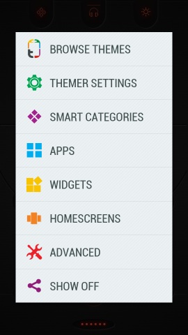 option menu in themer for android