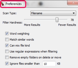 preferences window