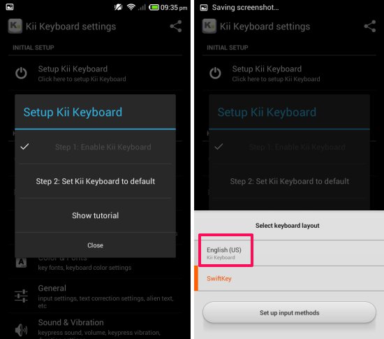 set Kii keyboard as the default keyboard