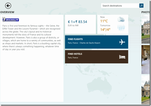 Bing Travel- search destination