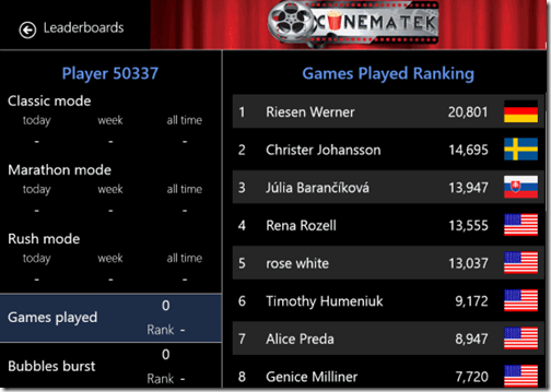 Bubble Burst- Leader board