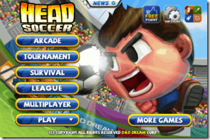 Head Soccer Home Screen