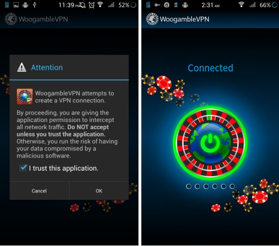 How to use WooGamble Free VPN Easy Play For Android