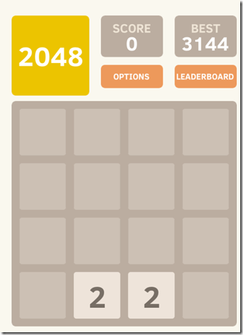 2048 Home Screen