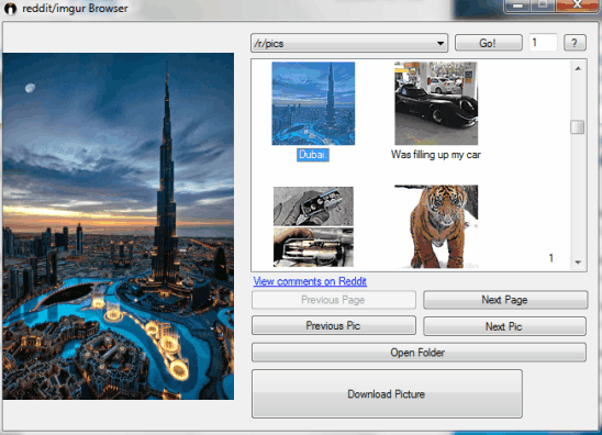 Reddit Imgur Browser Downloader- interface