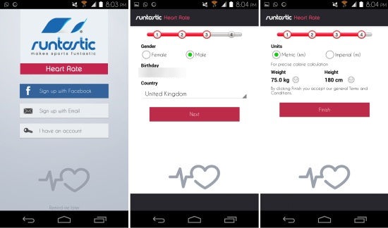 Using Runtastic Heart Rate for Android