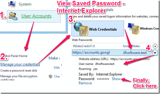 View Saved Password - Internet Explorer