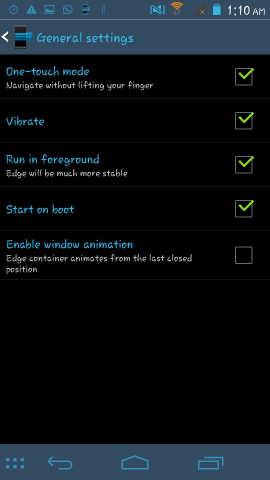 behaviour of Edge Quick Actions for android