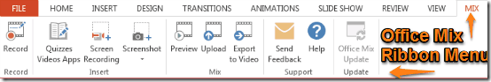 office mix ribbon menu