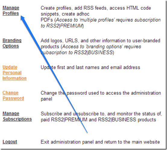 rss2 settings profiles