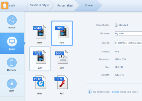 select output format