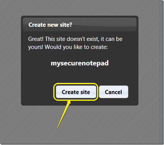 site creation notification