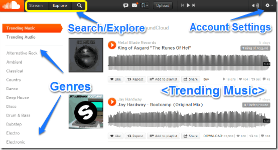 soundcloud main ui