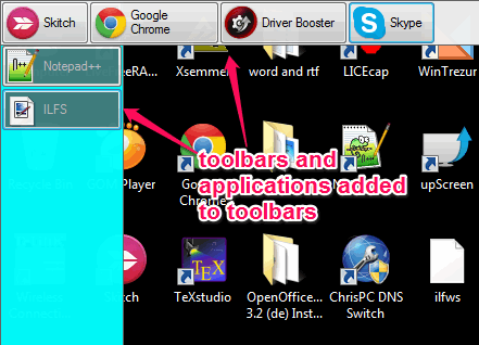 add toolbars to desktop screen