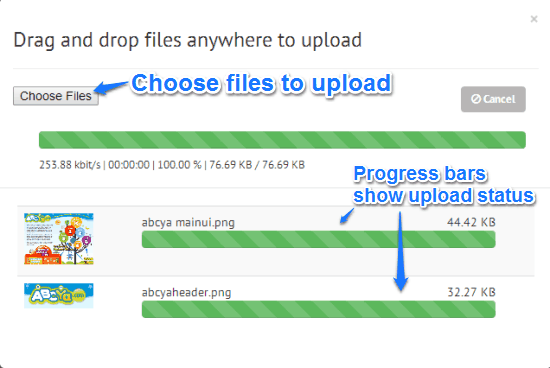 drag and drop upload progress bars zimilate