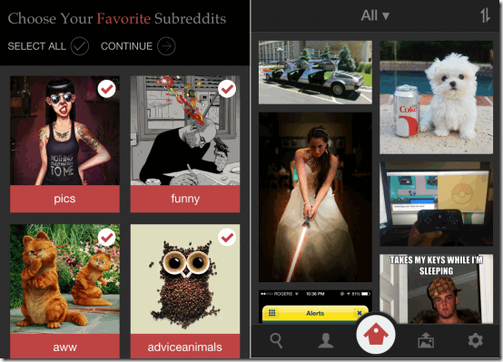 iPhone Reddit Client App Homepage