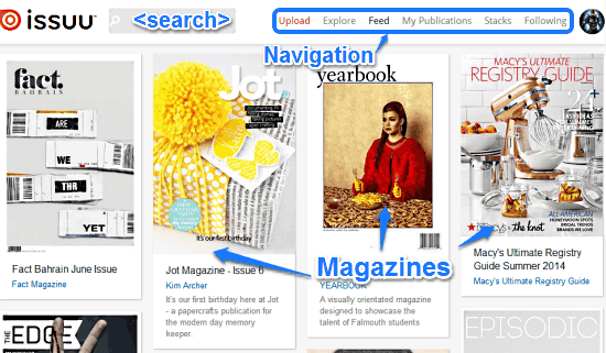 issuu main ui