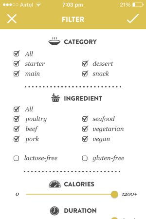 kitchen stories cookbook filters