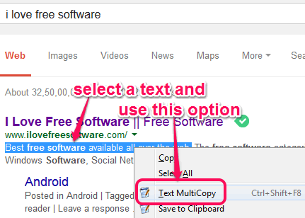 select a text to copy