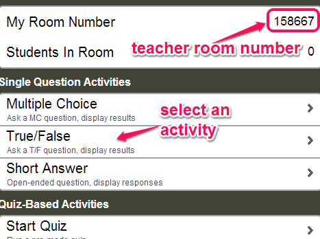 select activity to start