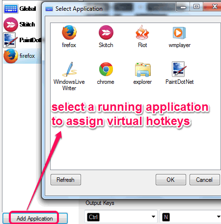 select an application