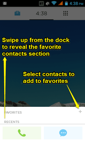swipe up to add contacts to favs