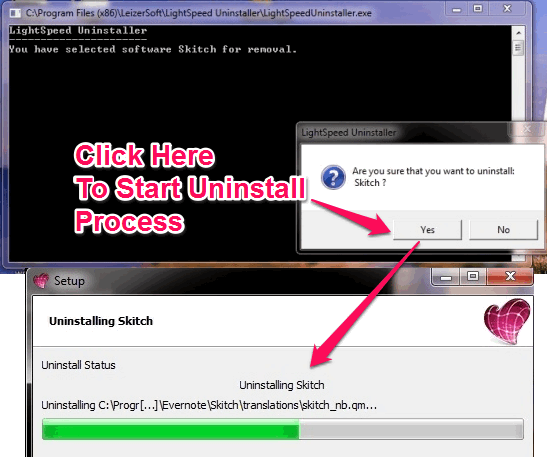 Click Yes to Start Uninstallation