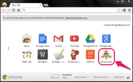 Drawmore Icon on new tab page