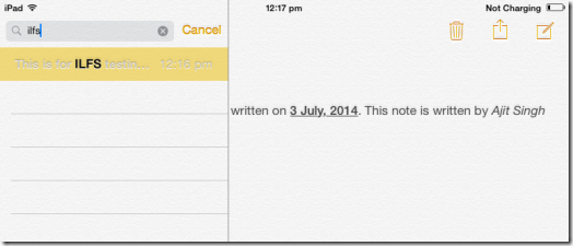 Searching From Note App