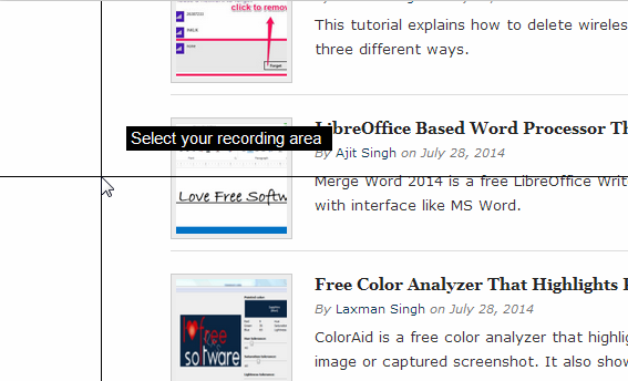 Select Area for Recording