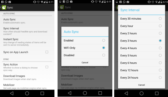 feedme sync settings