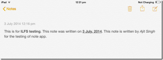 iPad Note App In iOS 8