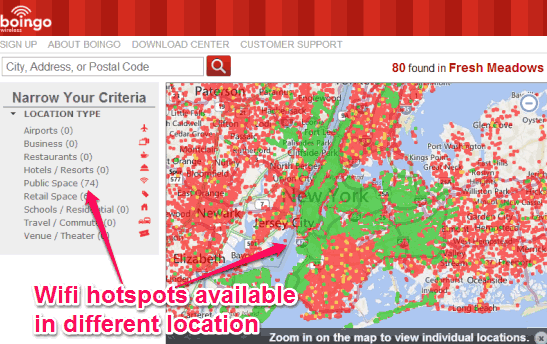 Boingo Wi-Finder- connect to commercial free Wifi hotspots