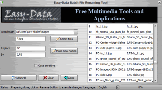 Easy-Data Batch File Renamer- bulk rename files