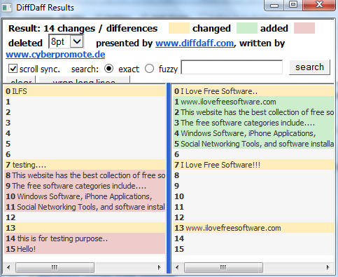 compare text files, folders, webpages