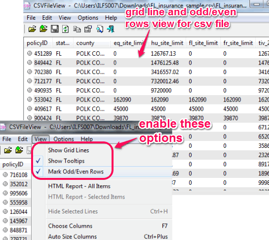 enable grid view and odd even rows